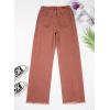 image:imageSidefeel Womens Wide Leg Jeans High Waisted Stretchy Raw Hem Zimbaplatinum Denim PantsMineral Red