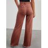image:imageSidefeel Womens Wide Leg Jeans High Waisted Stretchy Raw Hem Zimbaplatinum Denim PantsMineral Red