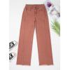 image:imageSidefeel Womens Wide Leg Jeans High Waisted Stretchy Raw Hem Zimbaplatinum Denim PantsMineral Red