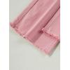 image:imageSidefeel Womens Wide Leg Jeans High Waisted Stretchy Raw Hem Zimbaplatinum Denim PantsPink