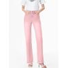 image:imageSidefeel Womens Wide Leg Jeans High Waisted Stretchy Raw Hem Zimbaplatinum Denim PantsPink