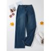 image:imageSidefeel Womens Wide Leg Jeans High Waisted Stretchy Raw Hem Zimbaplatinum Denim PantsVintage Blue