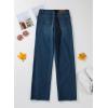 image:imageSidefeel Womens Wide Leg Jeans High Waisted Stretchy Raw Hem Zimbaplatinum Denim PantsVintage Blue