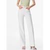 image:imageSidefeel Womens Wide Leg Jeans High Waisted Stretchy Raw Hem Zimbaplatinum Denim PantsWhite