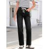 image:imageSidefeel Womens Wide Leg Jeans High Waisted Stretchy Straight Leg Baggy Drawstring Zimbaplatinum Denim PantsBlack