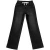 image:imageSidefeel Womens Wide Leg Jeans High Waisted Stretchy Straight Leg Baggy Drawstring Zimbaplatinum Denim PantsBlack