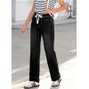 image:imageSidefeel Womens Wide Leg Jeans High Waisted Stretchy Straight Leg Baggy Drawstring Zimbaplatinum Denim PantsBlack