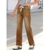 image:imageSidefeel Womens Wide Leg Jeans High Waisted Stretchy Straight Leg Baggy Drawstring Zimbaplatinum Denim PantsBrown