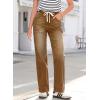 image:imageSidefeel Womens Wide Leg Jeans High Waisted Stretchy Straight Leg Baggy Drawstring Zimbaplatinum Denim PantsBrown