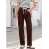 image:imageSidefeel Womens Wide Leg Jeans High Waisted Stretchy Straight Leg Baggy Drawstring Zimbaplatinum Denim PantsChicory Coffee