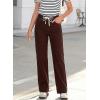image:imageSidefeel Womens Wide Leg Jeans High Waisted Stretchy Straight Leg Baggy Drawstring Zimbaplatinum Denim PantsChicory Coffee