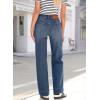 image:imageSidefeel Womens Wide Leg Jeans High Waisted Stretchy Straight Leg Baggy Drawstring Zimbaplatinum Denim PantsDark Blue