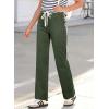 image:imageSidefeel Womens Wide Leg Jeans High Waisted Stretchy Straight Leg Baggy Drawstring Zimbaplatinum Denim PantsGreen