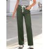 image:imageSidefeel Womens Wide Leg Jeans High Waisted Stretchy Straight Leg Baggy Drawstring Zimbaplatinum Denim PantsGreen
