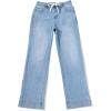 image:imageSidefeel Womens Wide Leg Jeans High Waisted Stretchy Straight Leg Baggy Drawstring Zimbaplatinum Denim PantsIceland Blue