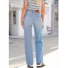 image:imageSidefeel Womens Wide Leg Jeans High Waisted Stretchy Straight Leg Baggy Drawstring Zimbaplatinum Denim PantsIceland Blue