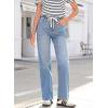 image:imageSidefeel Womens Wide Leg Jeans High Waisted Stretchy Straight Leg Baggy Drawstring Zimbaplatinum Denim PantsIceland Blue
