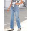 image:imageSidefeel Womens Wide Leg Jeans High Waisted Stretchy Straight Leg Baggy Drawstring Zimbaplatinum Denim PantsIceland Blue