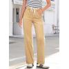 image:imageSidefeel Womens Wide Leg Jeans High Waisted Stretchy Straight Leg Baggy Drawstring Zimbaplatinum Denim PantsKhaki