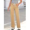 image:imageSidefeel Womens Wide Leg Jeans High Waisted Stretchy Straight Leg Baggy Drawstring Zimbaplatinum Denim PantsKhaki