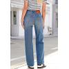 image:imageSidefeel Womens Wide Leg Jeans High Waisted Stretchy Straight Leg Baggy Drawstring Zimbaplatinum Denim PantsLight Blue
