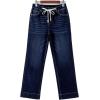 image:imageSidefeel Womens Wide Leg Jeans High Waisted Stretchy Straight Leg Baggy Drawstring Zimbaplatinum Denim PantsNavy Blue