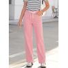 image:imageSidefeel Womens Wide Leg Jeans High Waisted Stretchy Straight Leg Baggy Drawstring Zimbaplatinum Denim PantsPink