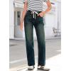image:imageSidefeel Womens Wide Leg Jeans High Waisted Stretchy Straight Leg Baggy Drawstring Zimbaplatinum Denim PantsReal Teal