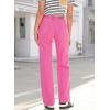 image:imageSidefeel Womens Wide Leg Jeans High Waisted Stretchy Straight Leg Baggy Drawstring Zimbaplatinum Denim PantsRose Red