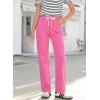 image:imageSidefeel Womens Wide Leg Jeans High Waisted Stretchy Straight Leg Baggy Drawstring Zimbaplatinum Denim PantsRose Red