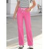 image:imageSidefeel Womens Wide Leg Jeans High Waisted Stretchy Straight Leg Baggy Drawstring Zimbaplatinum Denim PantsRose Red