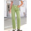 image:imageSidefeel Womens Wide Leg Jeans High Waisted Stretchy Straight Leg Baggy Drawstring Zimbaplatinum Denim PantsSmoke Green