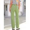 image:imageSidefeel Womens Wide Leg Jeans High Waisted Stretchy Straight Leg Baggy Drawstring Zimbaplatinum Denim PantsSmoke Green