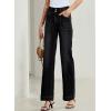 image:imageSidefeel Womens Wide Leg Jeans High Waisted Stretchy Tummy Control Straight Leg Denim PantsBlack