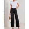 image:imageSidefeel Womens Wide Leg Jeans High Waisted Stretchy Tummy Control Straight Leg Denim PantsBlack