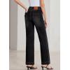 image:imageSidefeel Womens Wide Leg Jeans High Waisted Stretchy Tummy Control Straight Leg Denim PantsBlack