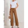 image:imageSidefeel Womens Wide Leg Jeans High Waisted Stretchy Tummy Control Straight Leg Denim PantsBrown