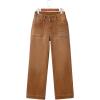 image:imageSidefeel Womens Wide Leg Jeans High Waisted Stretchy Tummy Control Straight Leg Denim PantsBrown