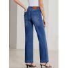 image:imageSidefeel Womens Wide Leg Jeans High Waisted Stretchy Tummy Control Straight Leg Denim PantsDark Blue