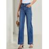 image:imageSidefeel Womens Wide Leg Jeans High Waisted Stretchy Tummy Control Straight Leg Denim PantsDark Blue