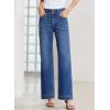 image:imageSidefeel Womens Wide Leg Jeans High Waisted Stretchy Tummy Control Straight Leg Denim PantsDark Blue