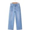 image:imageSidefeel Womens Wide Leg Jeans High Waisted Stretchy Tummy Control Straight Leg Denim PantsIceland Blue