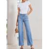 image:imageSidefeel Womens Wide Leg Jeans High Waisted Stretchy Tummy Control Straight Leg Denim PantsIceland Blue