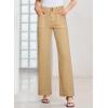 image:imageSidefeel Womens Wide Leg Jeans High Waisted Stretchy Tummy Control Straight Leg Denim PantsKhaki