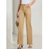 image:imageSidefeel Womens Wide Leg Jeans High Waisted Stretchy Tummy Control Straight Leg Denim PantsKhaki