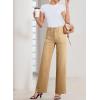 image:imageSidefeel Womens Wide Leg Jeans High Waisted Stretchy Tummy Control Straight Leg Denim PantsKhaki