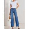 image:imageSidefeel Womens Wide Leg Jeans High Waisted Stretchy Tummy Control Straight Leg Denim PantsLight Blue