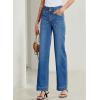 image:imageSidefeel Womens Wide Leg Jeans High Waisted Stretchy Tummy Control Straight Leg Denim PantsLight Blue