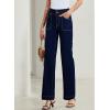image:imageSidefeel Womens Wide Leg Jeans High Waisted Stretchy Tummy Control Straight Leg Denim PantsNavy Blue