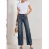 image:imageSidefeel Womens Wide Leg Jeans High Waisted Stretchy Tummy Control Straight Leg Denim PantsReal Teal